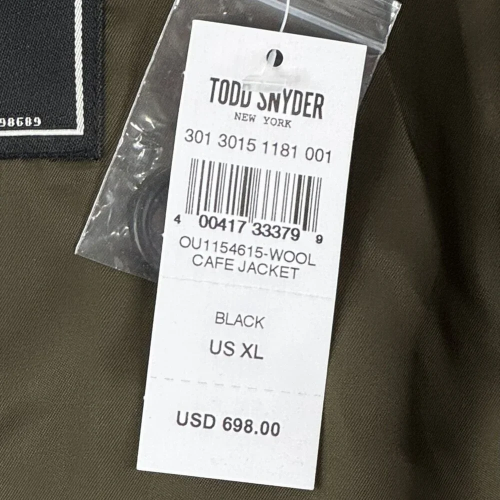 Todd Snyder Italian Wool Cashmere Cafe Jacket Men's XL Black Quiet Luxury $698 - Picture 5 of 14